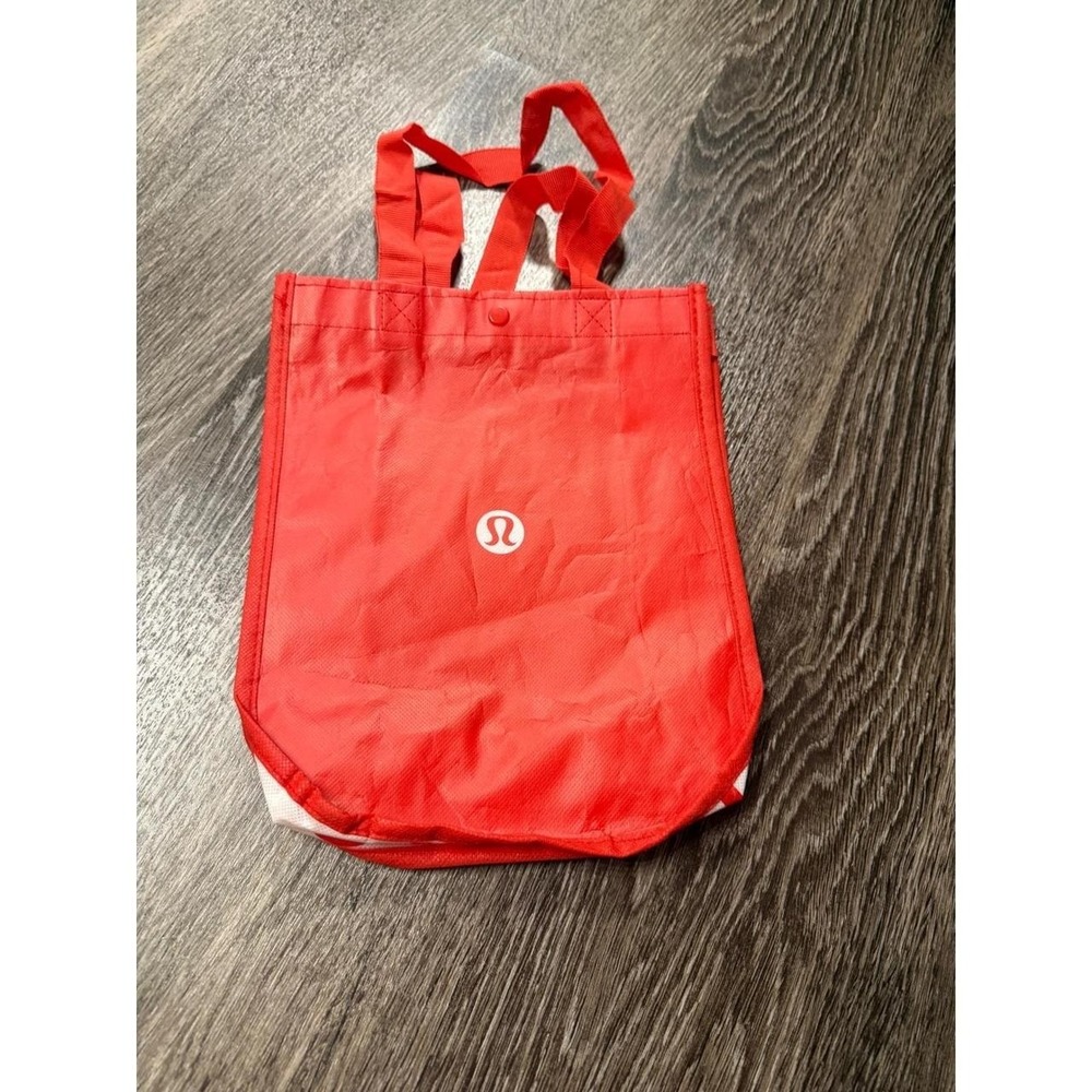 Lululemon Reusable Tote Bag Small Red Shopping Gym Bag with Snap Closure